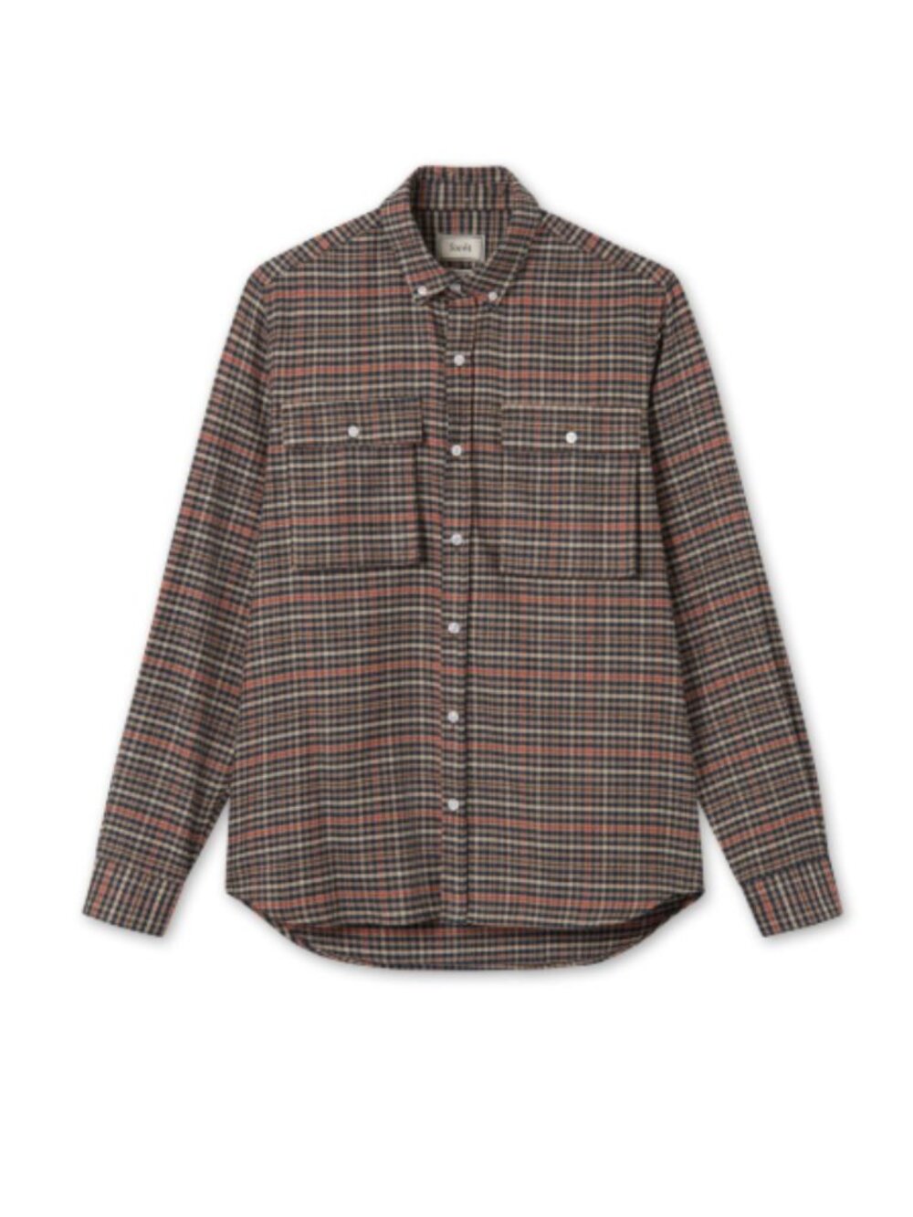 Forét Moon Shirt Men's Plaid Flannel Long Sleeve Khaki/Navy Large